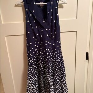 Anne Klein Navy Polka Dot Maxi Dress